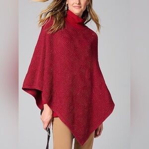 J.Jill Asymmetrical Poncho Sweater Crimson Size S-L